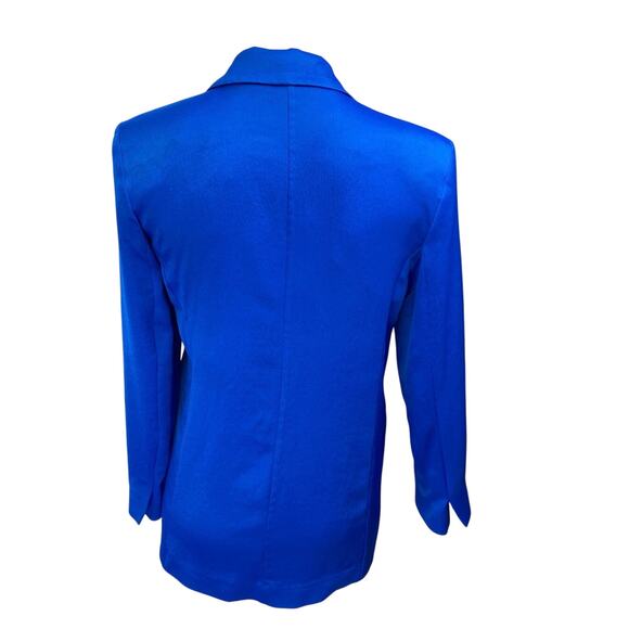 NEW MNG Mango Women's Blue Silk Satin Long Sleeve Blazer Coat Jacket Size XS - Picture 2 of 4